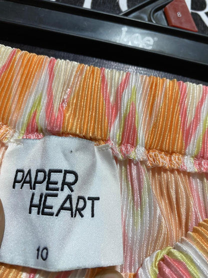 PAPER HEART |S| WAIST 26| B38| BOHEMIAN ORANGE AND PINK GEOMETRIC DIAMOND PALAZZO PANTS