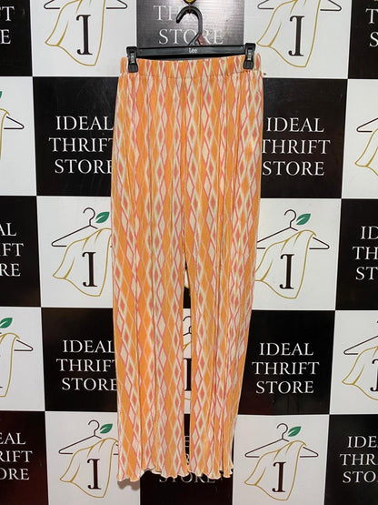 PAPER HEART |S| WAIST 26| B38| BOHEMIAN ORANGE AND PINK GEOMETRIC DIAMOND PALAZZO PANTS