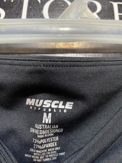 MUSCLE REPUBLIC |XS| WAIST 24| B38| HIGH-WAISTED BLACK LEGGINGS WITH SIDE POCKETS