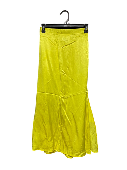 STRADIVARIUS |XS| WAIST 24| B39| LIME YELLOW SATIN MIDI SKIRT