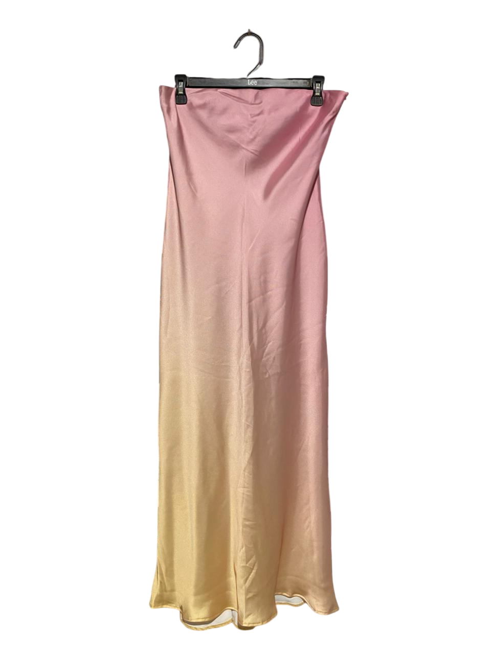 ZARA |L| WAIST 30| B39| ELEGANT PINK TO GOLD GRADIENT SILK-FEEL LONG SKIRT