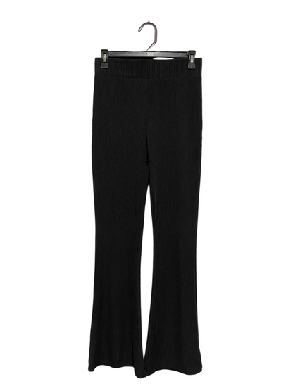 |S| WAIST 26| B39| BLACK HIGH-WAISTED RIBBED KNIT FLARE PANTS
