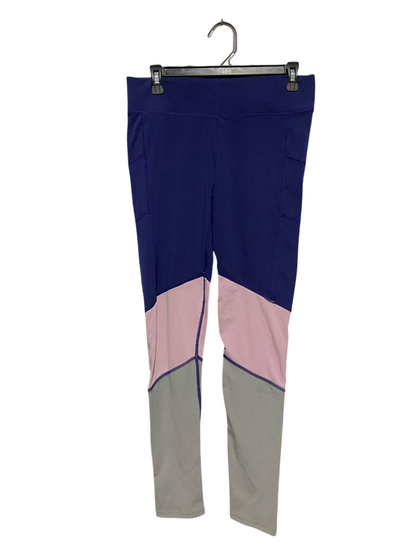 ACTIVE |L| WAIST 30| B39| NAVY BLUE, PINK, AND GREY WORKOUT TIGHTS WITH SIDE POCKETS