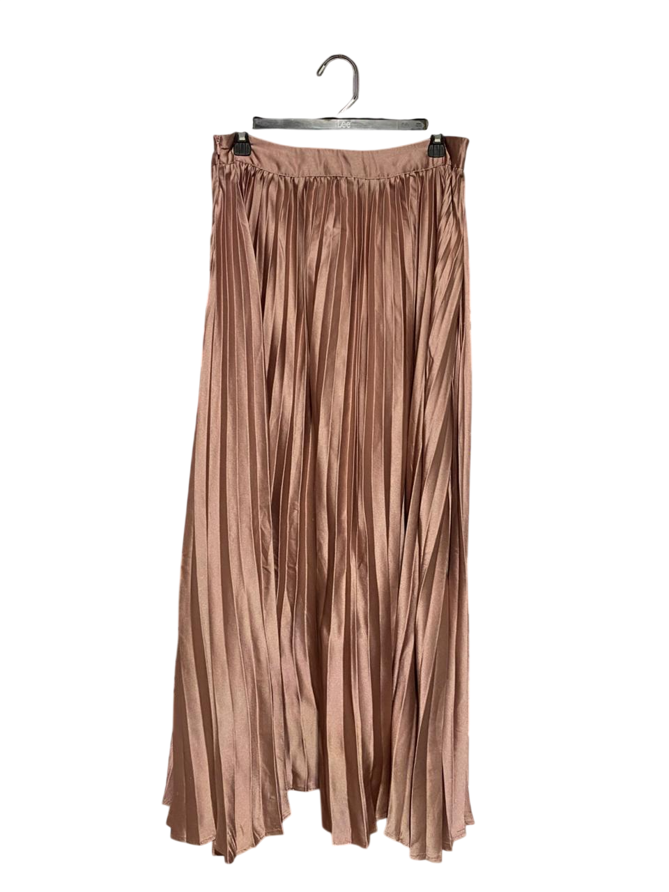 SHEIN |L| WAIST 30| B39| METALLIC ROSE GOLD PLEATED MAXI SKIRT