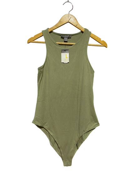PRIMARK |S| BUST 14| B39| ESSENTIAL SAGE OLIVE GREEN RACERBACK BODYSUIT WITH BOTTOM SNAP CLOSURE