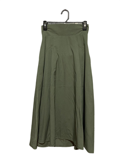 |S| WAIST 25| B39| CHIC MILITARY OLIVE GREEN HIGH-WAISTED MAXI SKIRT WITH FLUID A-LINE SILHOUETTE
