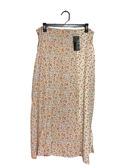 NEW LOOK |L| WAIST 32| B39| SPLIT FLORAL MIDI SKIRT WITH DUAL PATTERN DESIGN