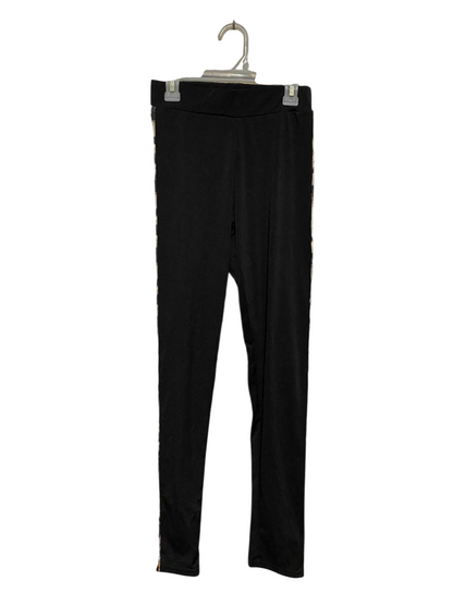 MISS LUMA |XS| WAIST 23| B39| SLEEK BLACK HIGH-WAISTED LEGGINGS WITH ANIMAL PRINT SIDE STRIPE