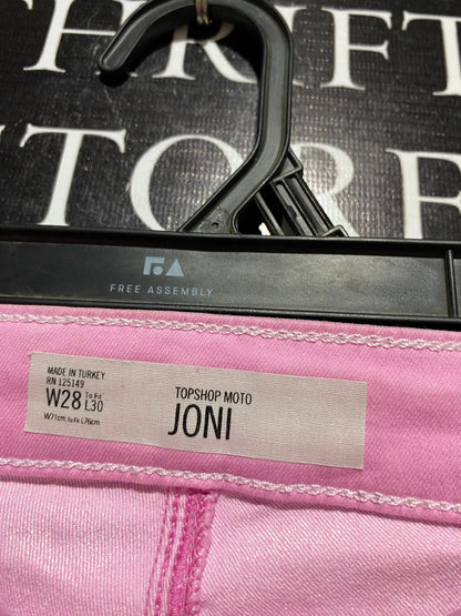 TOPSHOP |S| WAIST 26| B39| CHIC HIGH-WAISTED PASTEL PINK SKINNY JEANS WITH STRETCH COMFORT