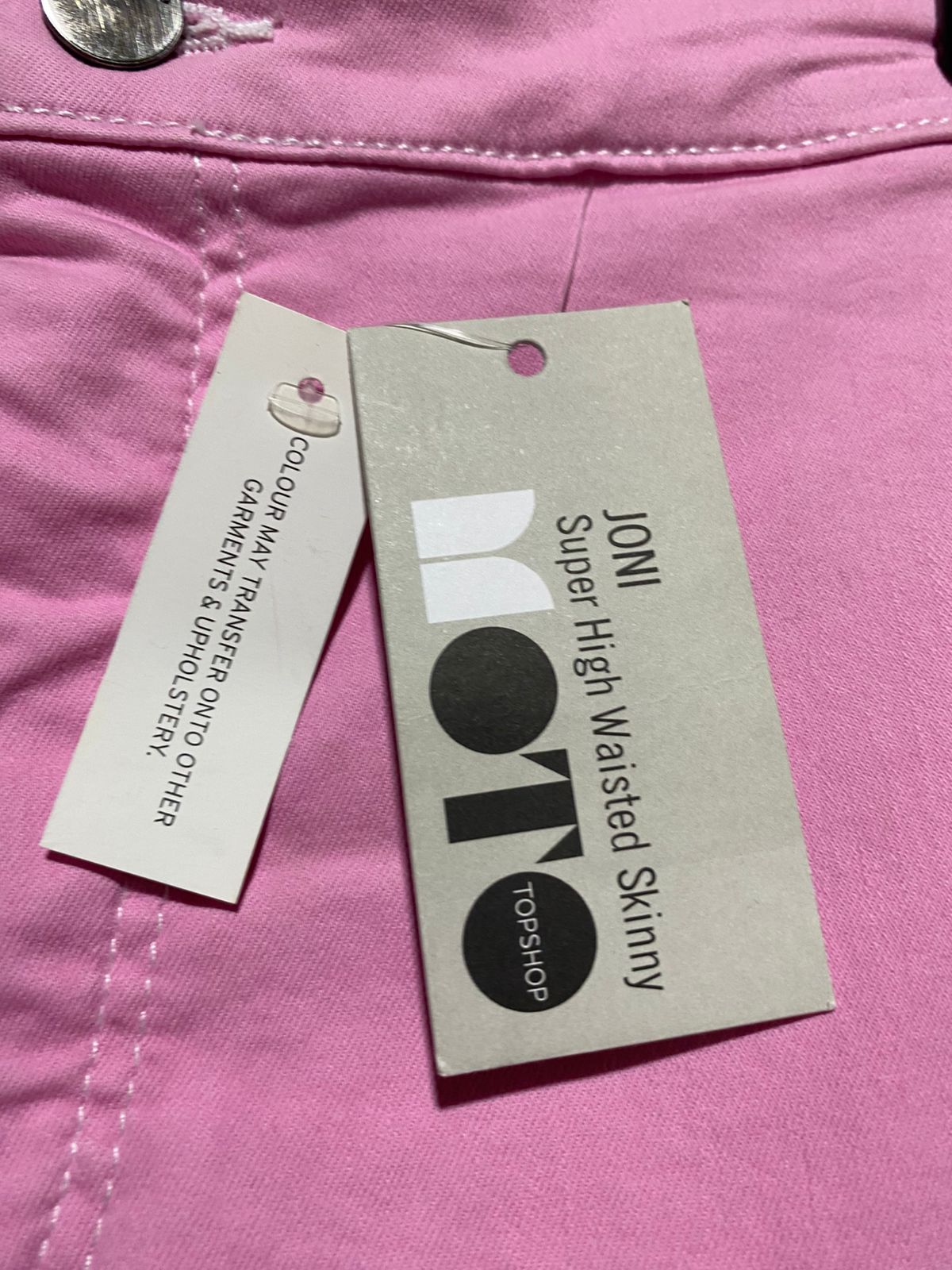 TOPSHOP |S| WAIST 26| B39| CHIC HIGH-WAISTED PASTEL PINK SKINNY JEANS WITH STRETCH COMFORT