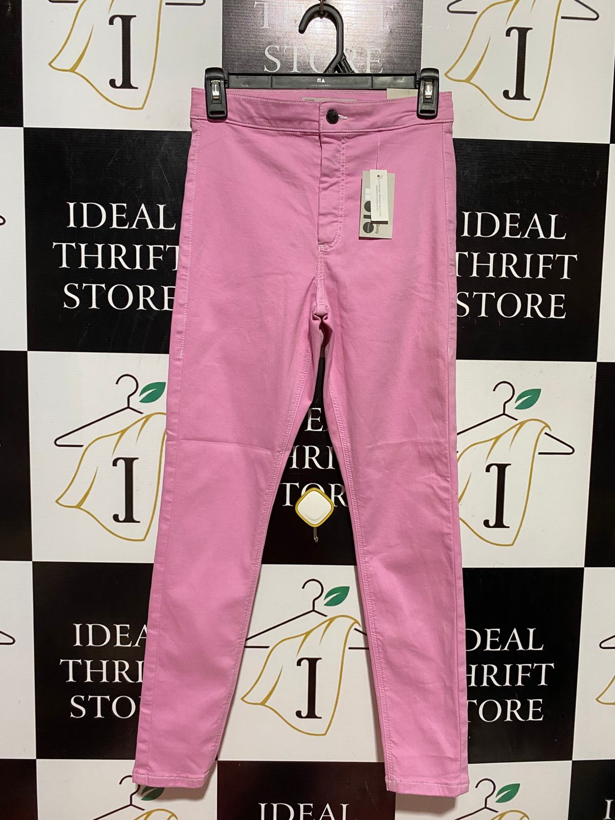 TOPSHOP |S| WAIST 26| B39| CHIC HIGH-WAISTED PASTEL PINK SKINNY JEANS WITH STRETCH COMFORT