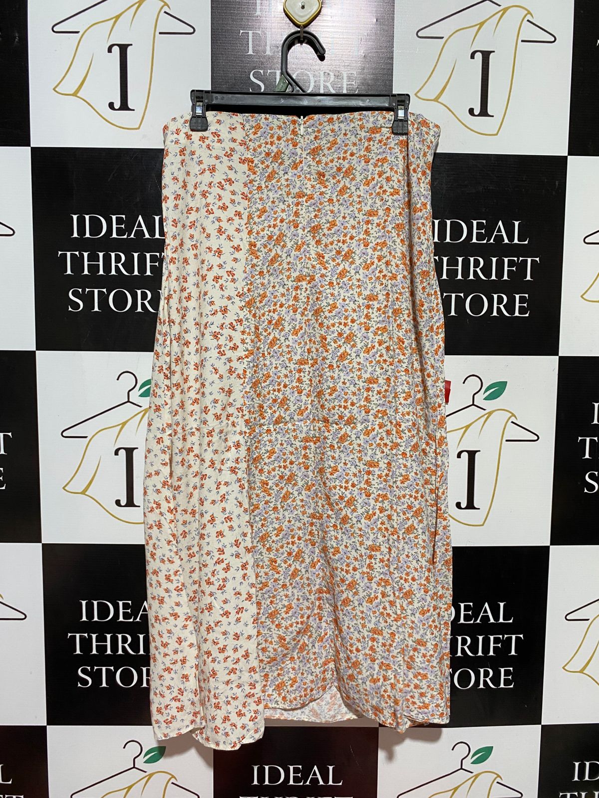 NEW LOOK |L| WAIST 32| B39| SPLIT FLORAL MIDI SKIRT WITH DUAL PATTERN DESIGN