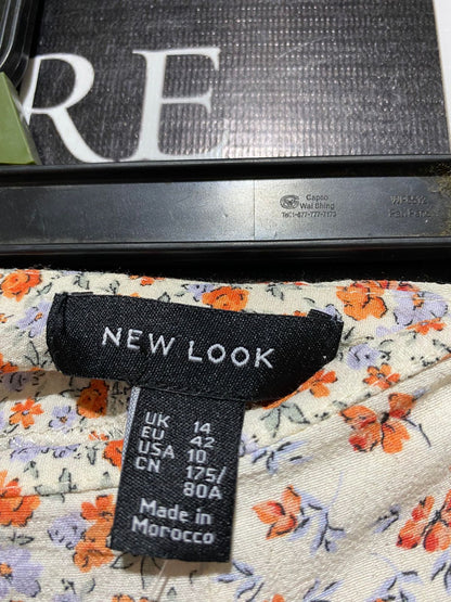 NEW LOOK |L| WAIST 32| B39| SPLIT FLORAL MIDI SKIRT WITH DUAL PATTERN DESIGN