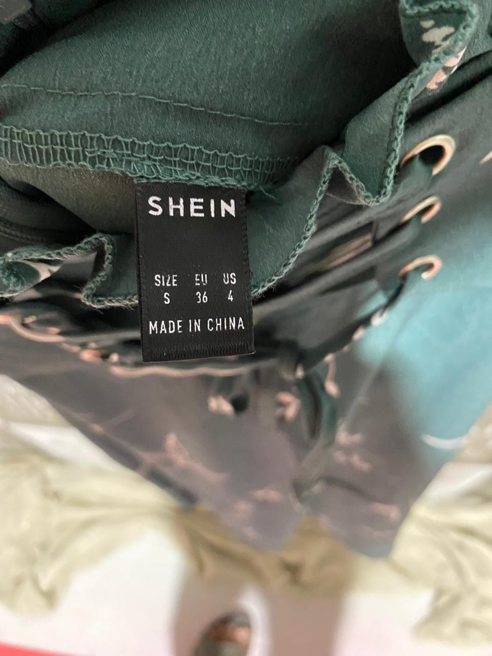 SHEIN |M| WAIST 28| B39| SAGE GREEN LEAF PRINT MAXI SKIRT WITH CORSET LACE-UP WAISTBAND