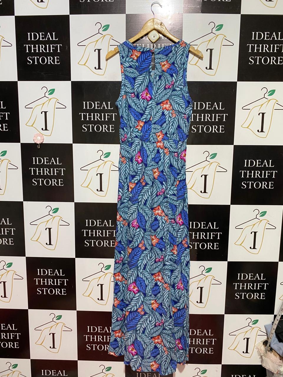 NEW LOOK |M| BUST 17| B39| TROPICAL LEAF AND FLORAL PRINT SLEEVELESS MAXI DRESS WITH DRAWSTRING WAIST