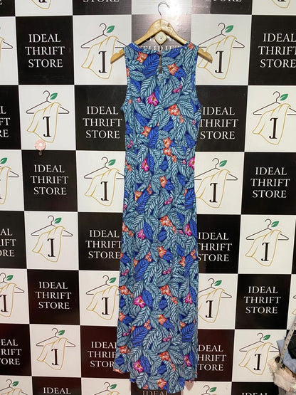 NEW LOOK |M| BUST 17| B39| TROPICAL LEAF AND FLORAL PRINT SLEEVELESS MAXI DRESS WITH DRAWSTRING WAIST