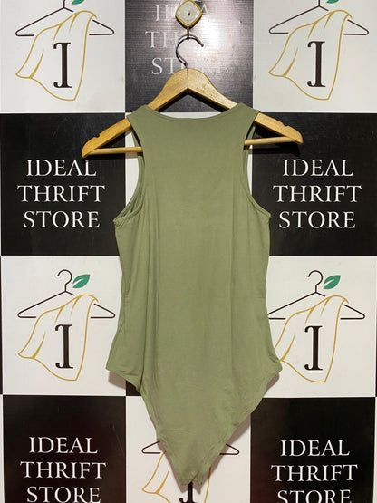 PRIMARK |S| BUST 14| B39| ESSENTIAL SAGE OLIVE GREEN RACERBACK BODYSUIT WITH BOTTOM SNAP CLOSURE