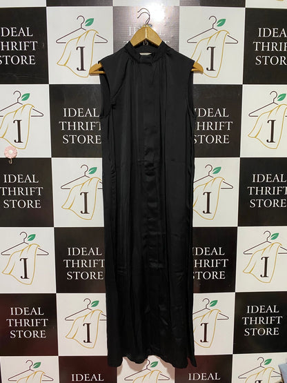 H&M |L| BUST 20| B39| JET BLACK HIGH-NECK SLEEVELESS MAXI SHIFT DRESS