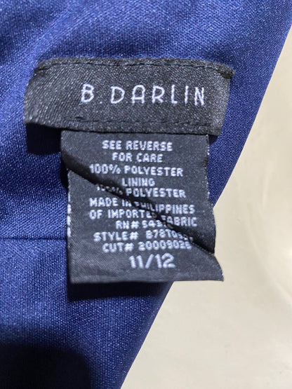 B DARLIN |L| BUST 19| B39| DEEP NAVY BLUE HIGH-RISE STRAIGHT-LEG TROUSERS WITH PRESSED CREASES