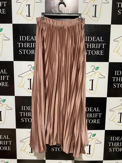 SHEIN |L| WAIST 30| B39| METALLIC ROSE GOLD PLEATED MAXI SKIRT