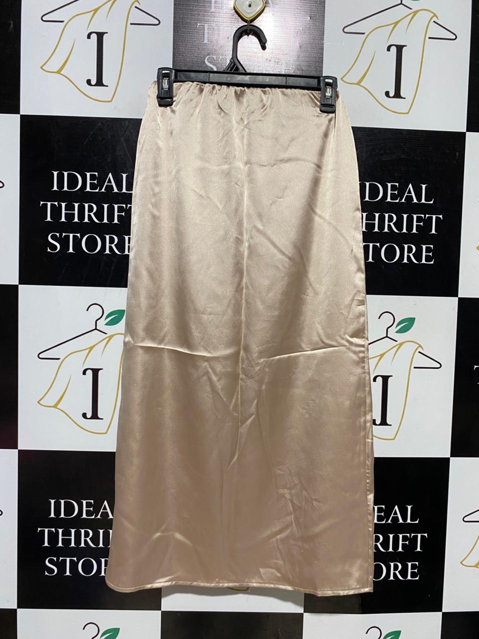 BOOHOO |S| WAIST 25| B39| LUXURIOUS CHAMPAGNE GOLD SATIN MIDI SKIRT