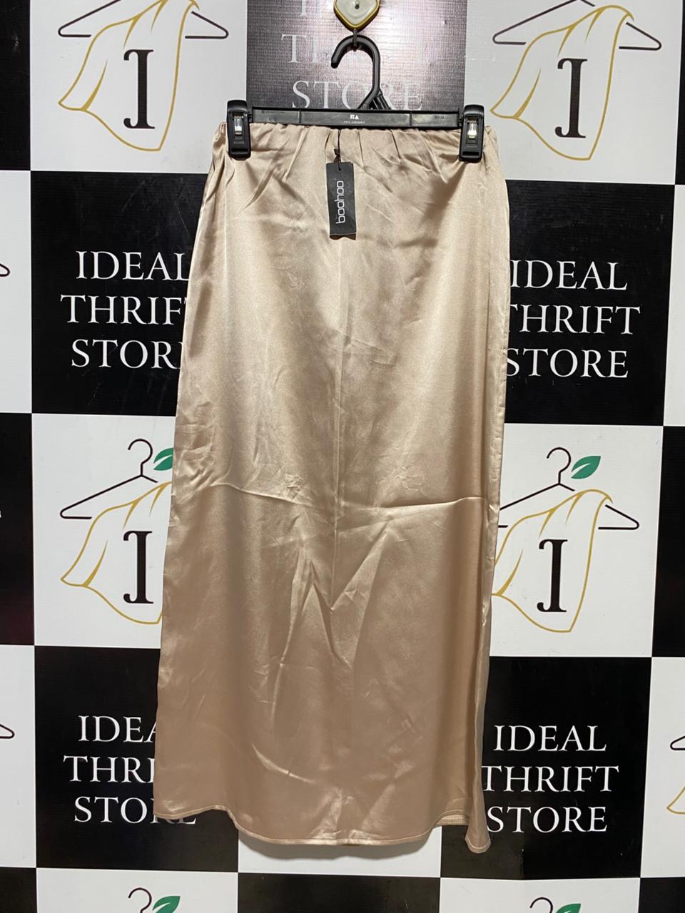 BOOHOO |S| WAIST 25| B39| LUXURIOUS CHAMPAGNE GOLD SATIN MIDI SKIRT