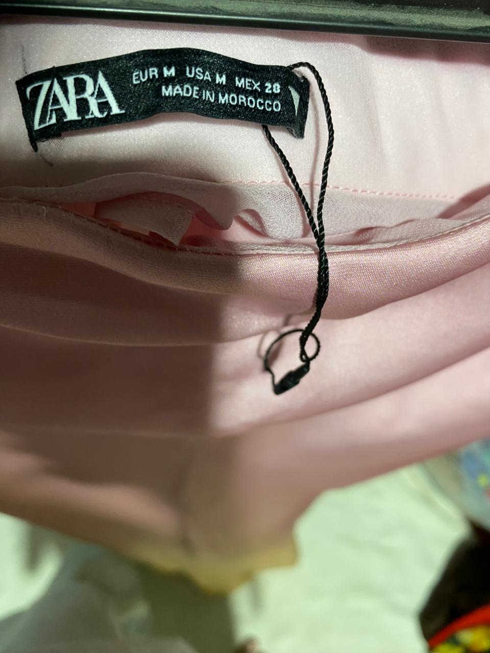 ZARA |L| WAIST 30| B39| ELEGANT PINK TO GOLD GRADIENT SILK-FEEL LONG SKIRT