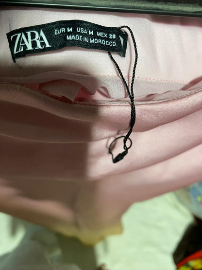 ZARA |L| WAIST 30| B39| ELEGANT PINK TO GOLD GRADIENT SILK-FEEL LONG SKIRT