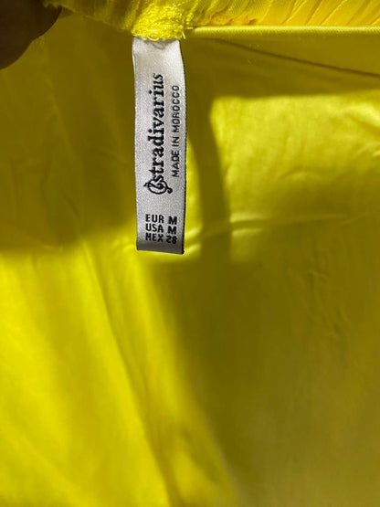 STRADIVARIUS |XS| WAIST 24| B39| LIME YELLOW SATIN MIDI SKIRT