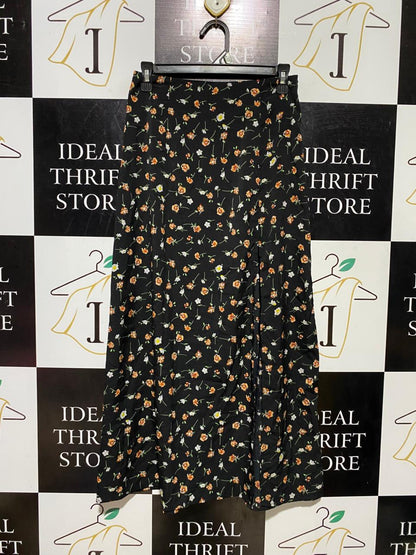 SHEIN |S| WAIST 26| B39| BLACK DITSY FLORAL PRINT MAXI SKIRT