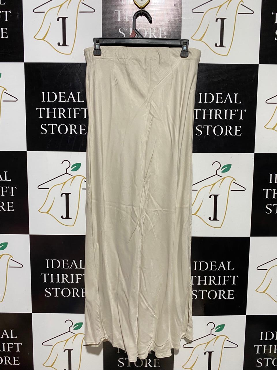 GEORGE |L| WAIST 29| B39| LUXURIOUS CREAM CHAMPAGNE SATIN MIDI SKIRT