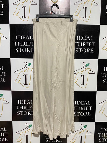 GEORGE |L| WAIST 29| B39| LUXURIOUS CREAM CHAMPAGNE SATIN MIDI SKIRT