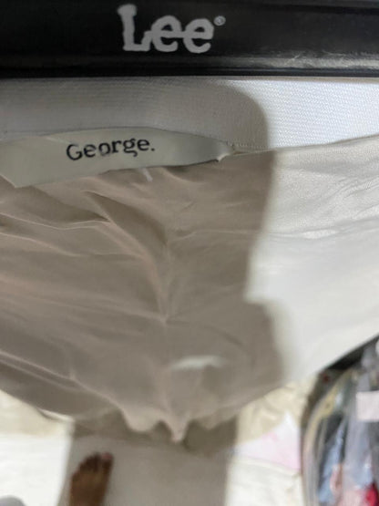 GEORGE |L| WAIST 29| B39| LUXURIOUS CREAM CHAMPAGNE SATIN MIDI SKIRT