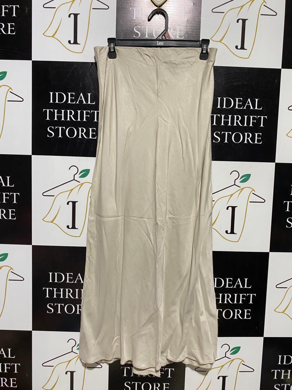 GEORGE |L| WAIST 29| B39| LUXURIOUS CREAM CHAMPAGNE SATIN MIDI SKIRT