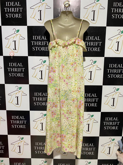 PRIMARK CARES |M| BUST 17| B39| VIBRANT FLORAL RUFFLE V-NECK MAXI DRESS – PASTEL MEADOW