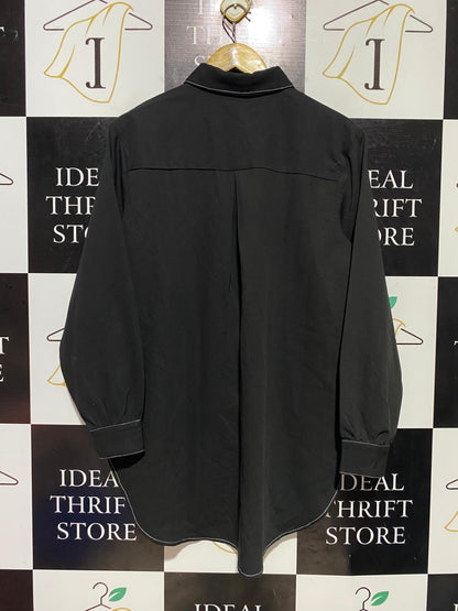 MOTEL |L| BUST 20| B39| CHIC CONTRAST STITCH OVERSIZED BUTTON-DOWN SHIRT – JET BLACK