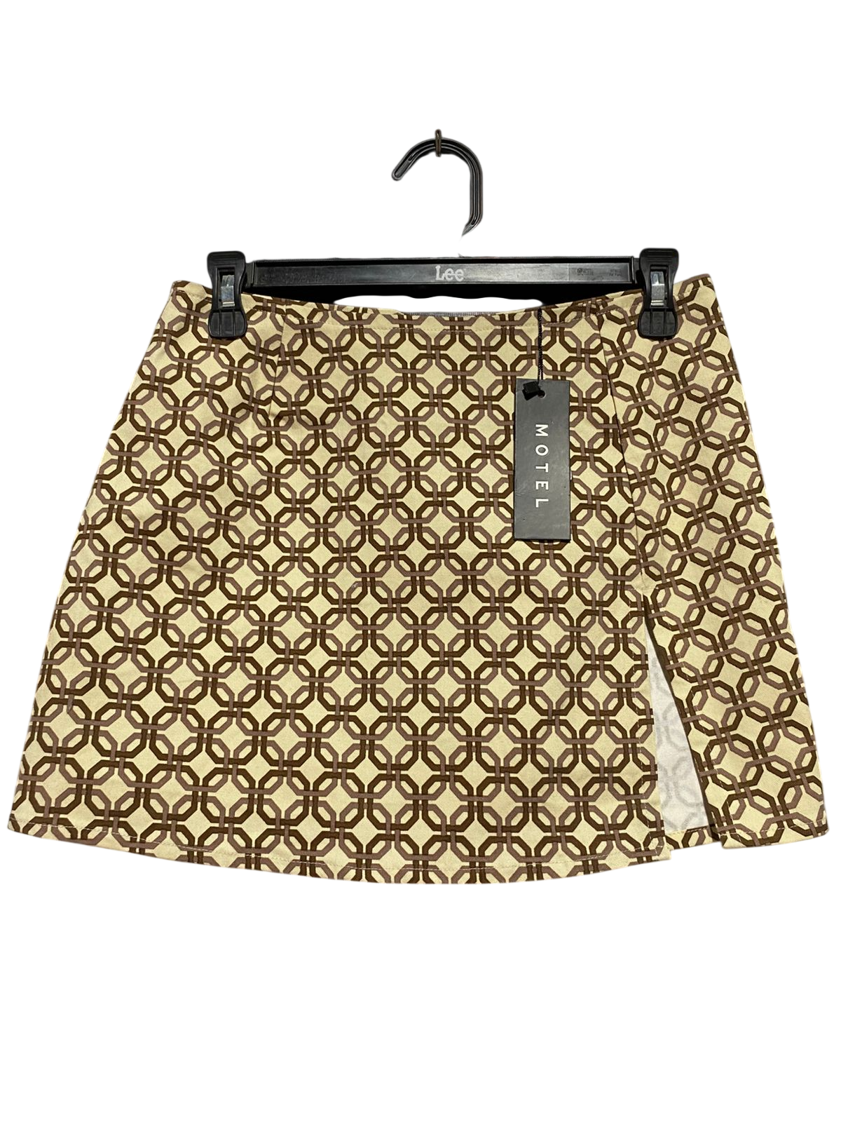 MOTEL |S| WAIST 28| B39| ROCKS GEOMETRIC CHAIN LINK PRINT MINI SKIRT WITH SIDE SLIT