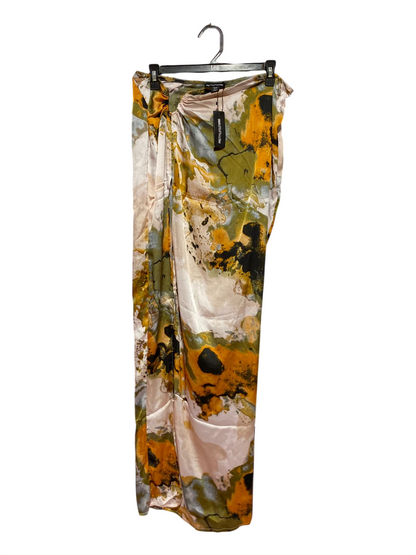 PRETTYLITTLE THING |L| WAIST 32| B39| ABSTRACT MARBLE PRINT SATIN MAXI SKIRT WITH DRAPE