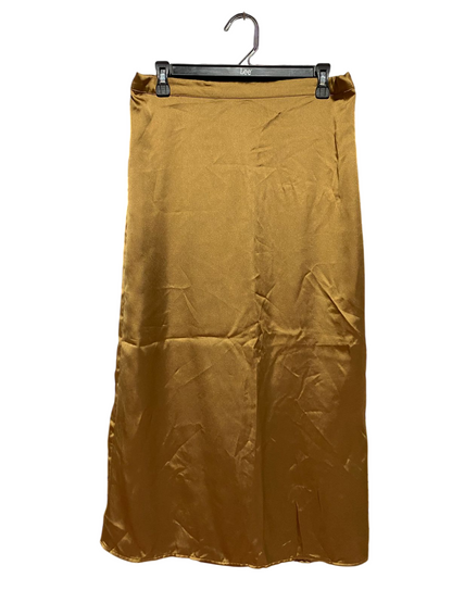 PRIMARK |XL| WAIST 32| B39| GOLDEN BRONZE SATIN MIDI SKIRT HIGH-WAISTED SLIP SKIRT LUXE CHRONICLE