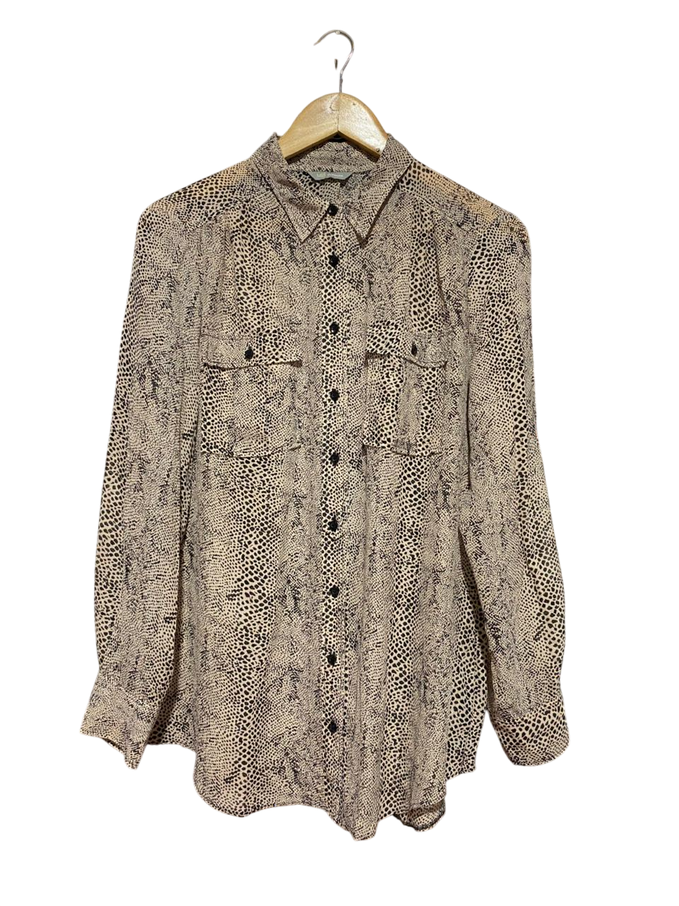 M&S WOMAN |L| BUST 21| B40| SNAKESKIN PRINT BUTTON-DOWN LONG SLEEVE SHIRT WITH DUAL POCKETS