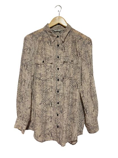 M&S WOMAN |L| BUST 21| B40| SNAKESKIN PRINT BUTTON-DOWN LONG SLEEVE SHIRT WITH DUAL POCKETS