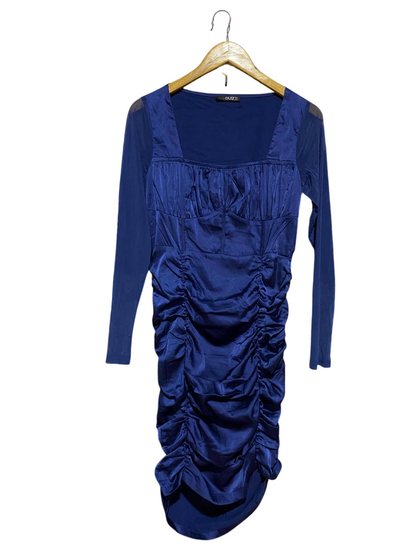 QUIZ |M| BUST 17| B40| STUNNING ROYAL BLUE SATIN RUCHED BODYCON PARTY DRESS