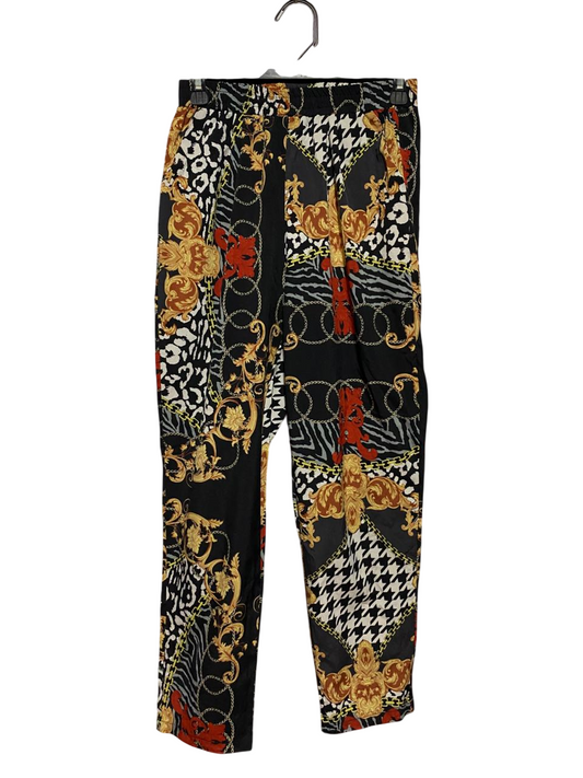 PRETTYLITTLE THING |S| WAIST 26| B40| LUXE BAROQUE AND ANIMAL MIXED PRINT SILKY TROUSERS