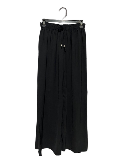 |S| WAIST 26| B40| CHIC CLASSIC BLACK DRAWSTRING WIDE-LEG TROUSERS