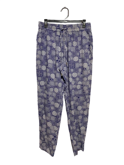 PEACOCKS |L| WAIST 30| B40| CHIC BLUE AND WHITE GEOMETRIC MANDALA PRINT JOGGER PANTS