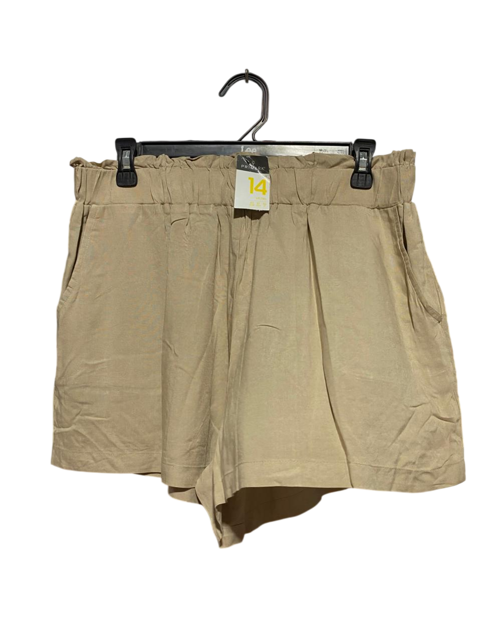 PRIMARK |L| WAIST 30| B40| CHIC BEIGE PAPERBAG WAIST CASUAL LINEN SHORTS