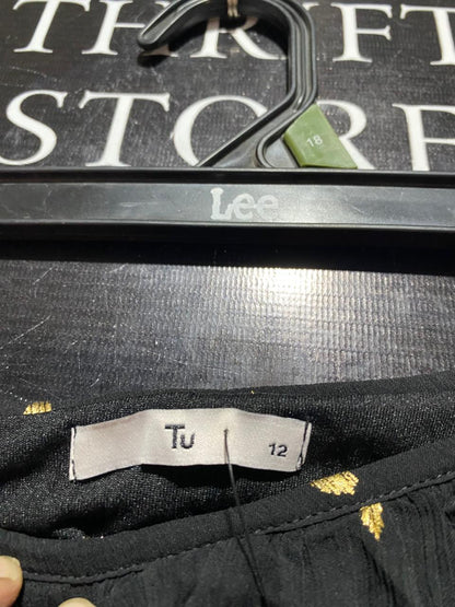 TU |M| WAIST 28| B40| GLAMOROUS BLACK AND GOLD FOIL POLKA DOT TIERED MAXI SKIRT