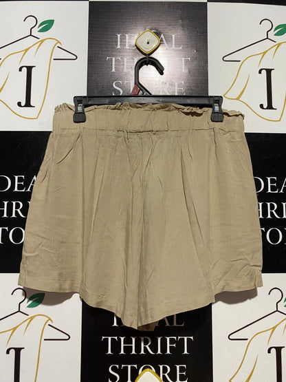 PRIMARK |L| WAIST 30| B40| CHIC BEIGE PAPERBAG WAIST CASUAL LINEN SHORTS