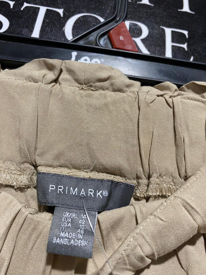 PRIMARK |L| WAIST 30| B40| CHIC BEIGE PAPERBAG WAIST CASUAL LINEN SHORTS