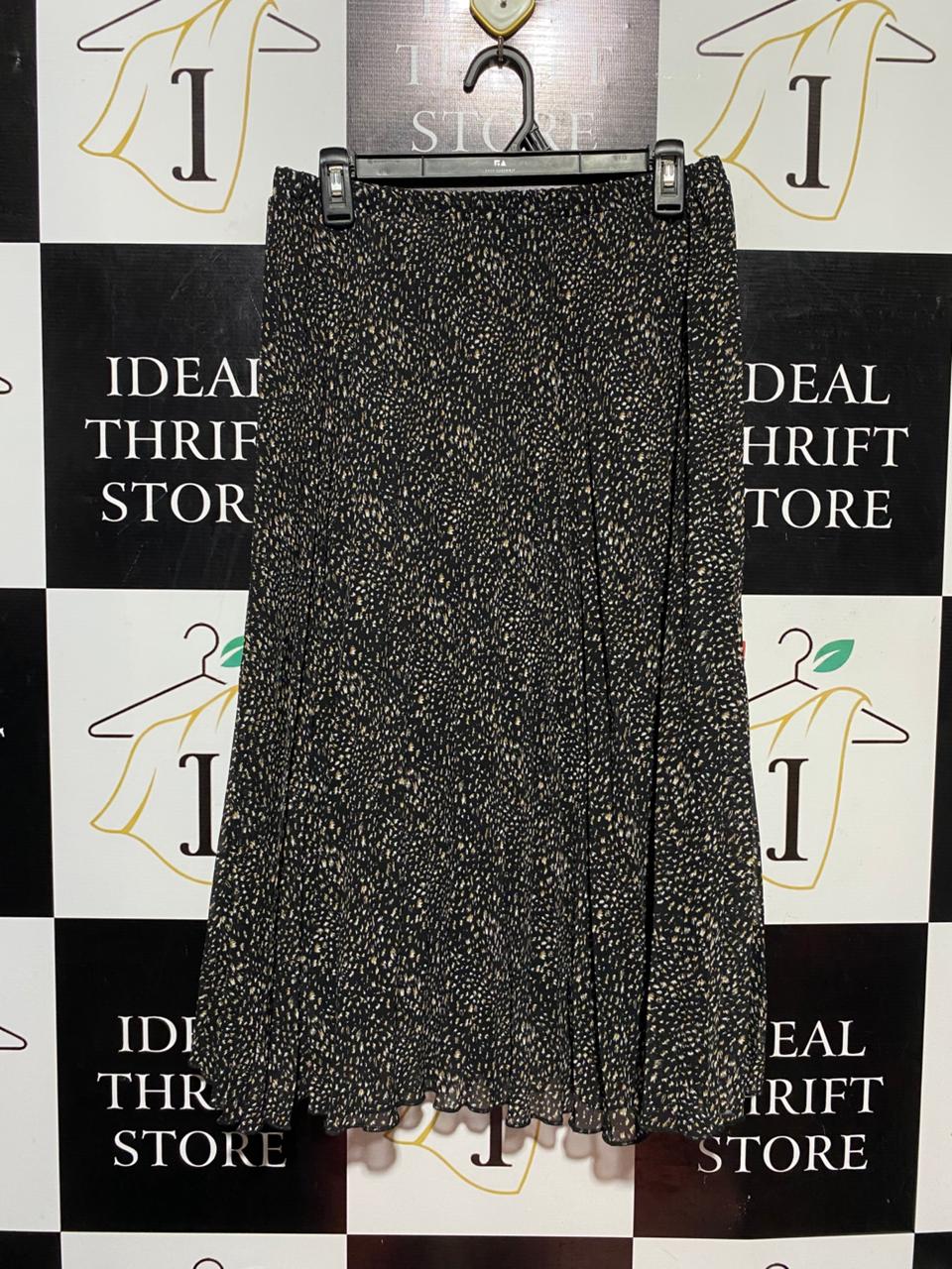 PRIMARK |M| WAIST 28| B40| CHIC BLACK AND BEIGE MICRO-SPECKLED MIDI SKIRT